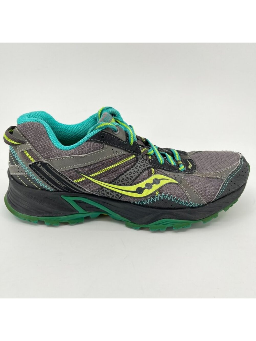 Saucony Excursion TR7 Womens Size 7.5 Gray Teal Trail Running Shoes Sneakers